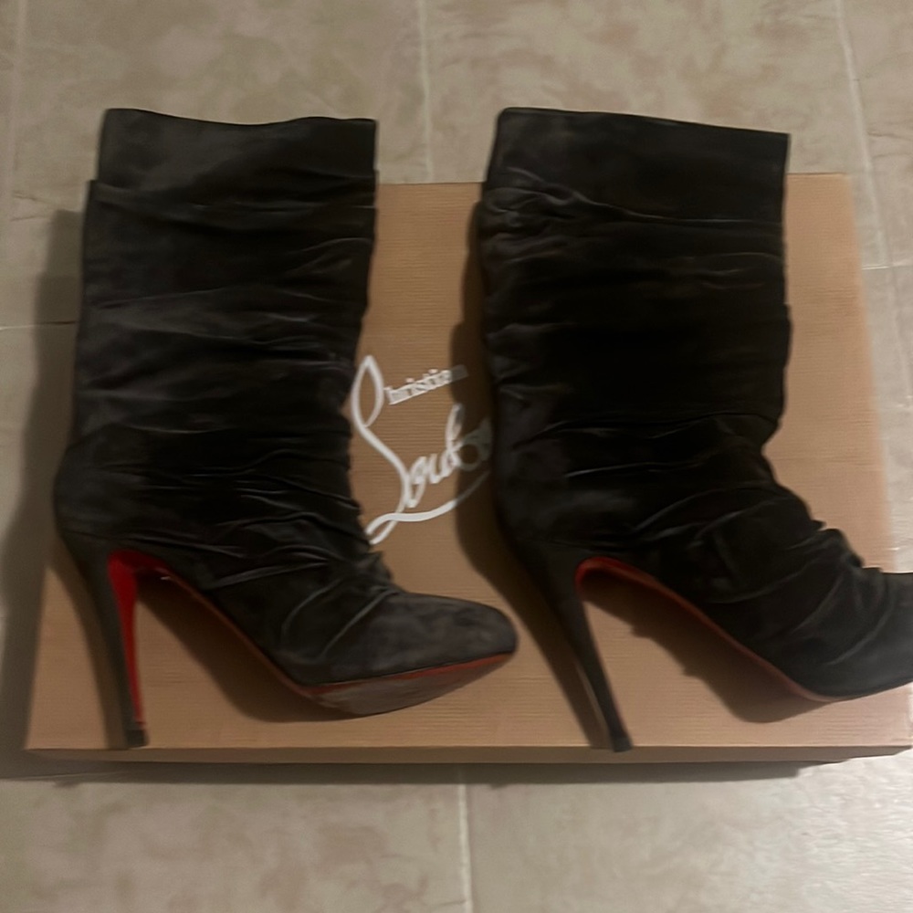 Velour Christian Louboutin Rushed Mid Calf Boots
